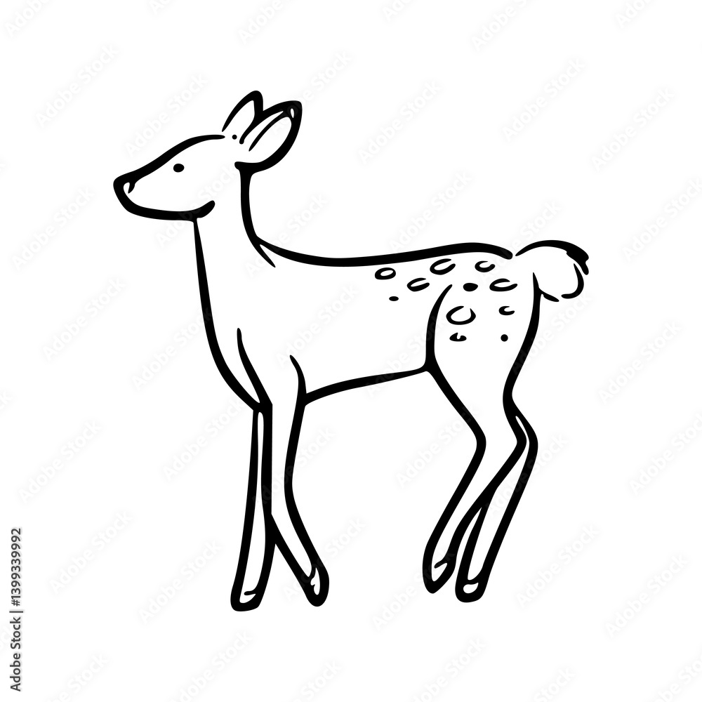 Obraz premium simple fawn outline drawing