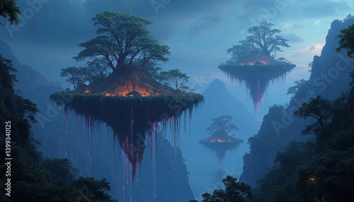 tropical island at night
