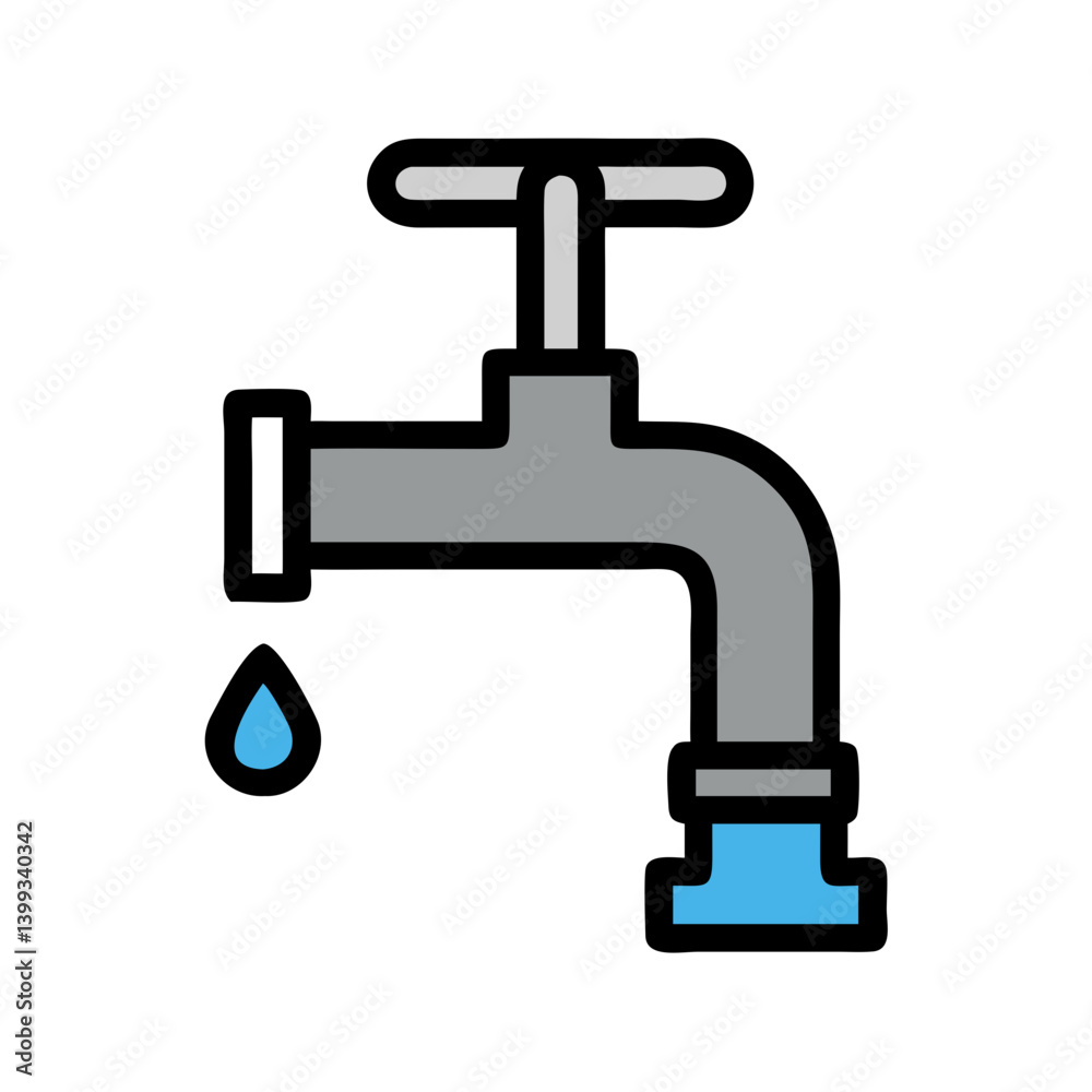 Water Faucet with Dripping Drop Icon Design Water Faucet with Dripping Drop Icon Design