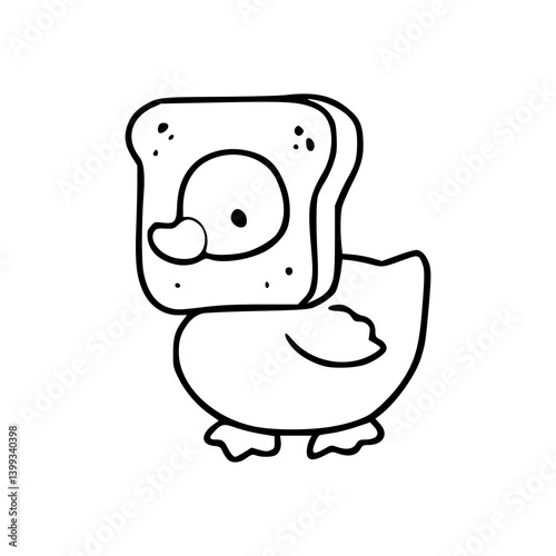 silly duck with toast headgear outline