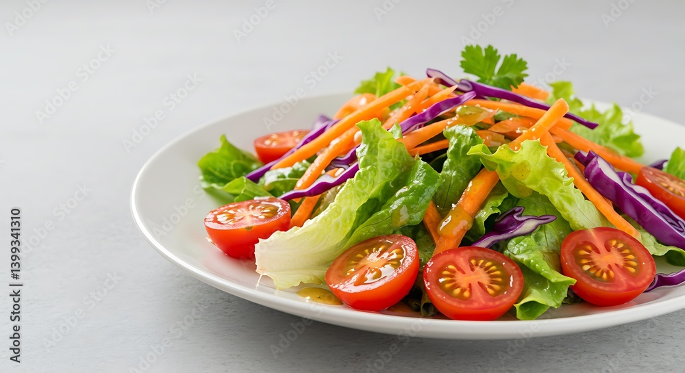 Fresh Garden Salad with Tomatoes and Carrots on Plate Fresh Garden Salad with Tomatoes and Carrots on Plate