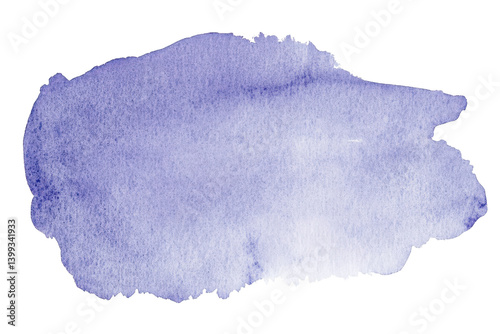 single flat watercolor brush stroke isolated on white background