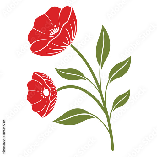 Vector illustration of a poppy flower on a white background