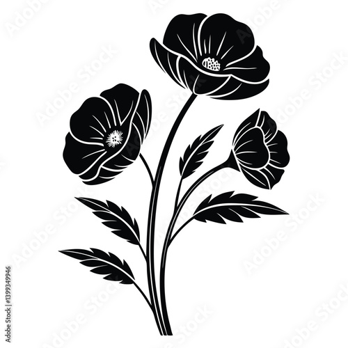 Vector illustration of a poppy flower on a white background