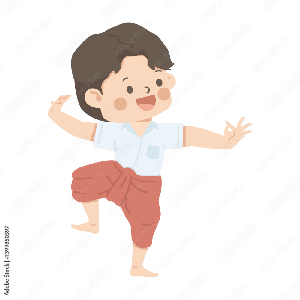 Cute boy student performing traditional Thai dance Cute boy student performing traditional Thai dance