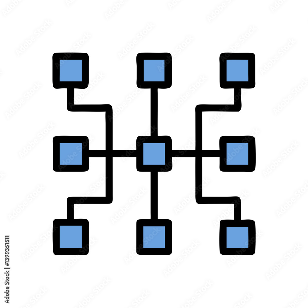 Centralized Data Sharing Network Grid Icon Design Centralized Data Sharing Network Grid Icon Design