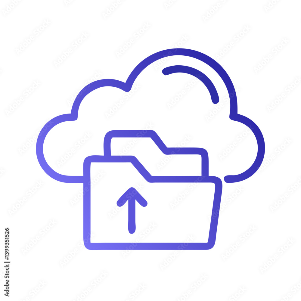 Cloud Upload with Folder Sync Icon Design Cloud Upload with Folder Sync Icon Design
