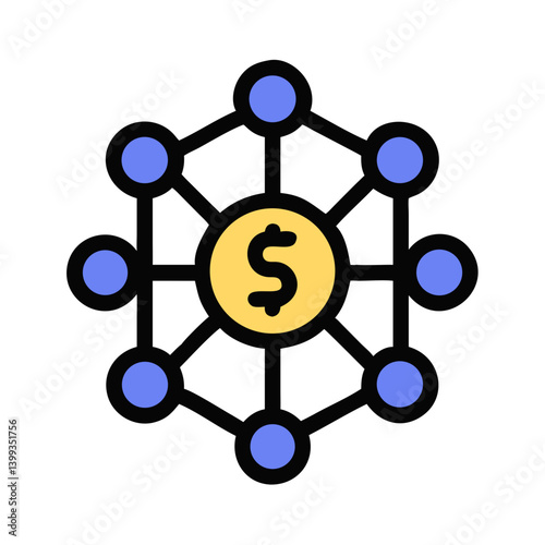 Finance Blockchain Network Icon Design