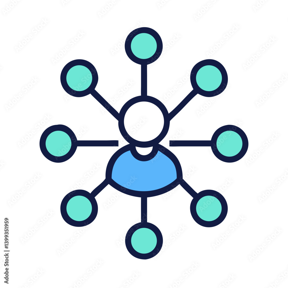 Network Node Forming Human Shape Icon Design Network Node Forming Human Shape Icon Design