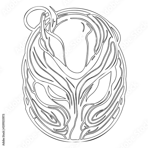 Mask with Abstract Leaf Vein Decoration Lines