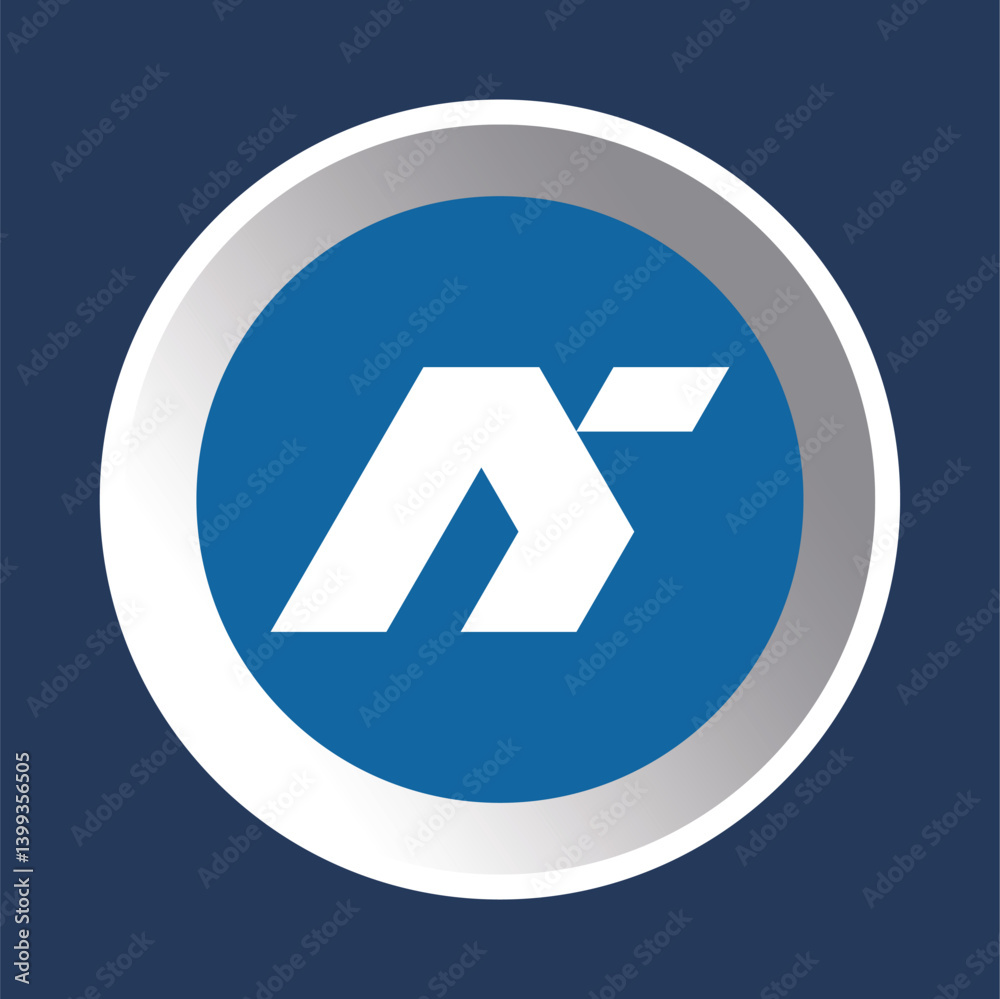 Modern Minimalist N Logo Design in Blue and White with a Metallic Gradient Accent Circle Modern Minimalist N Logo Design in Blue and White with a Metallic Gradient Accent Circle