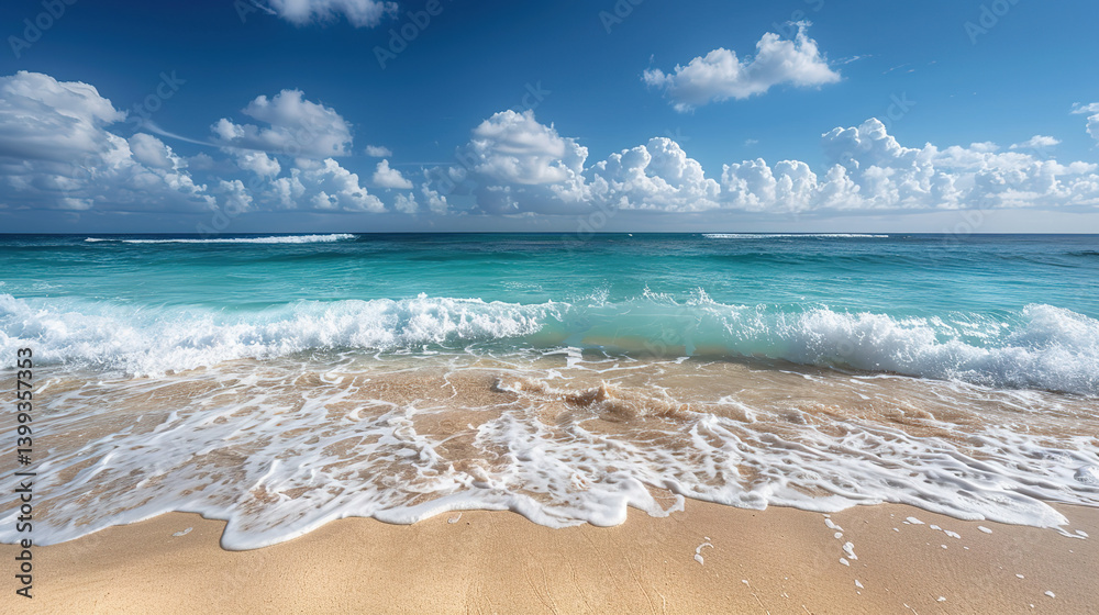 Tranquil Sea and Sandy Beach with Gentle Waves and Soft Sky, Peaceful Coastal Scene for Relaxed Mood