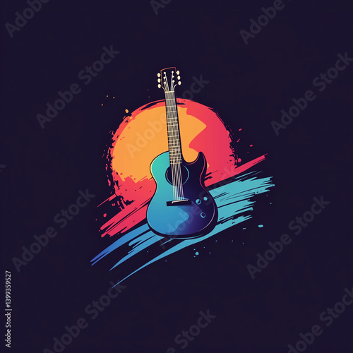 Guitar, sunset, and music