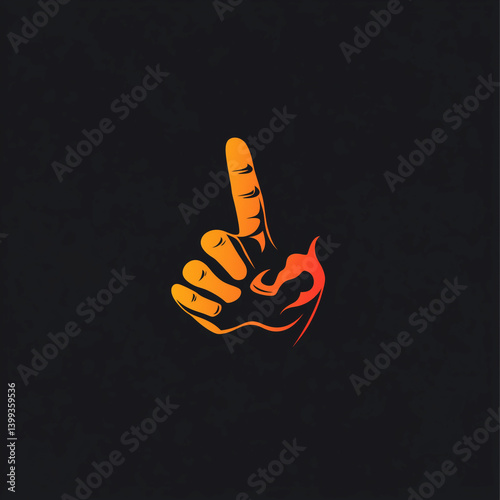 Single handed peace sign on black background