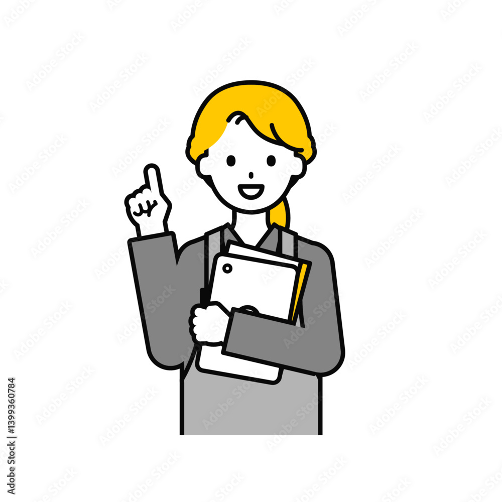 上半身のポーズ_シンプルな飲食店の店員の女性16