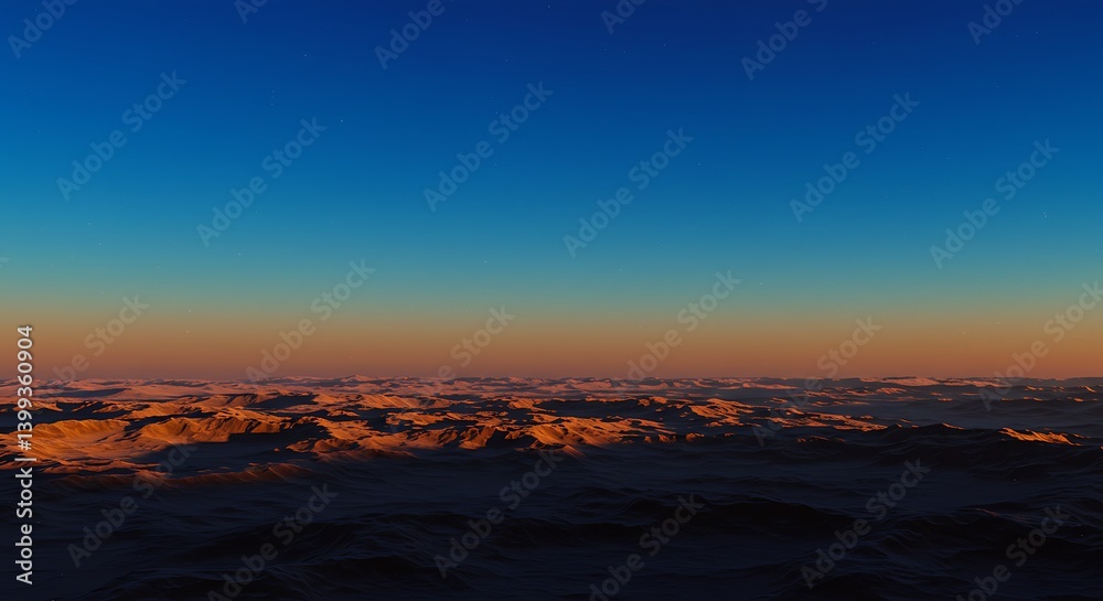 Dramatic Mountain Range Landscape at Sunset with Deep Blue Sky View Dramatic Mountain Range Landscape at Sunset with Deep Blue Sky View