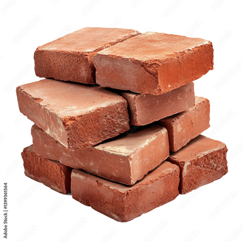 Stack of red bricks isolated on transparent and white background. Stack of red bricks isolated on transparent and white background.