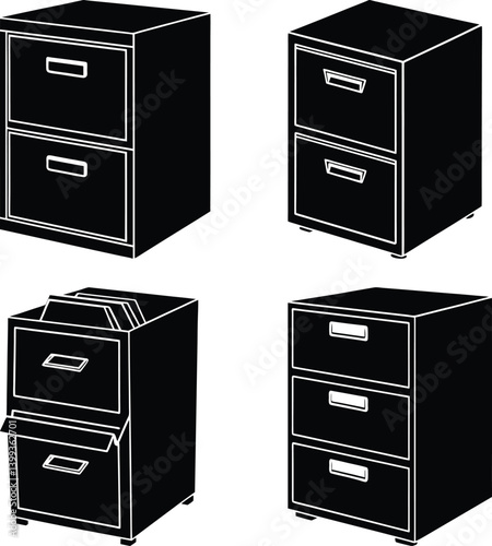 Filing Cabinet silhouette vector