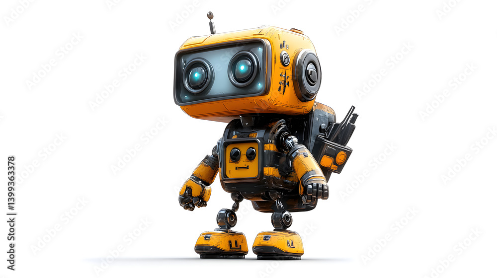 Adorable 3D Render of a Friendly Yellow Robot Character Adorable 3D Render of a Friendly Yellow Robot Character