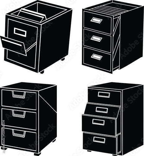 Filing Cabinet silhouette vector
