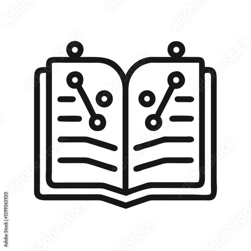 Open Book with Circuit Lines Icon Design