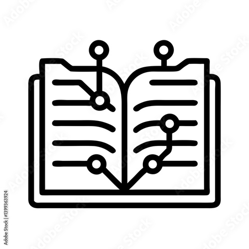Open Book with Circuit Lines Icon Design