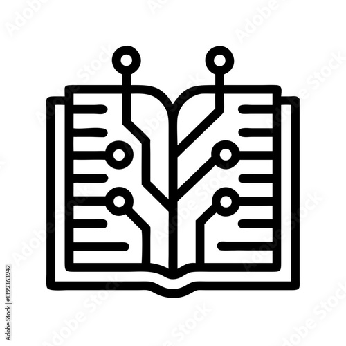 Open Book with Circuit Lines Icon Design