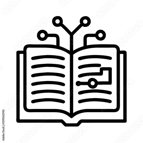 Open Book with Circuit Lines Icon Design