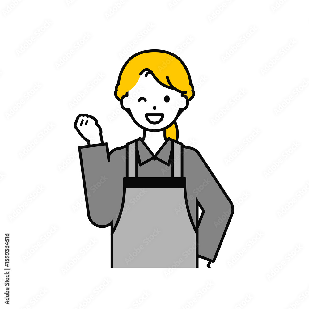 上半身のポーズ_シンプルな飲食店の店員の女性05