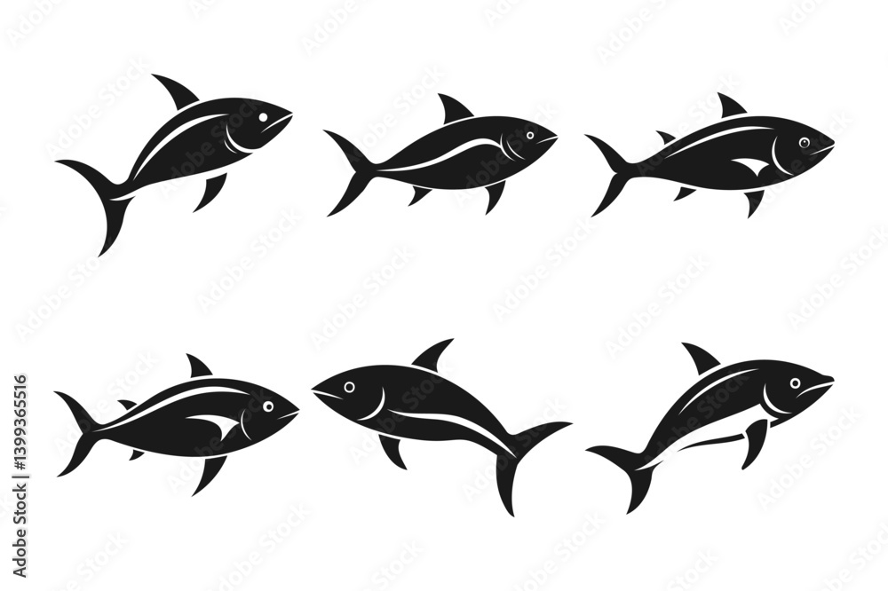 Obraz premium Tuna Fish Silhouette Vector Graphics