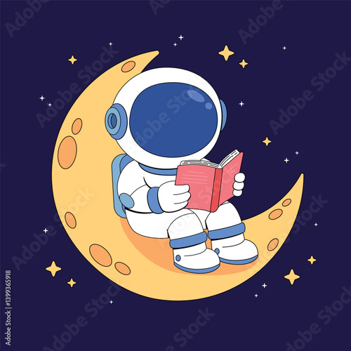 Astronaut Reading a Book on the Moon