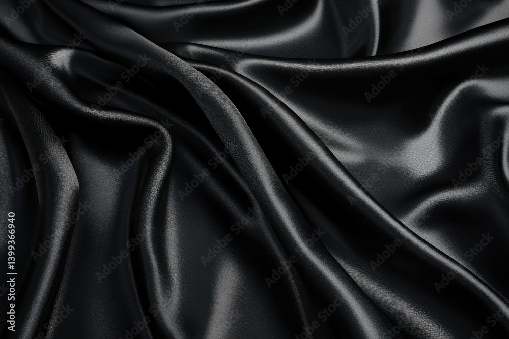 A close-up view of luxurious black satin fabric. showcasing its smooth texture and rich sheen. ideal for fashion design. upholstery. and elegant event decorations A close-up view of luxurious black satin fabric. showcasing its smooth texture and rich sheen. ideal for fashion design. upholstery. and elegant event decorations