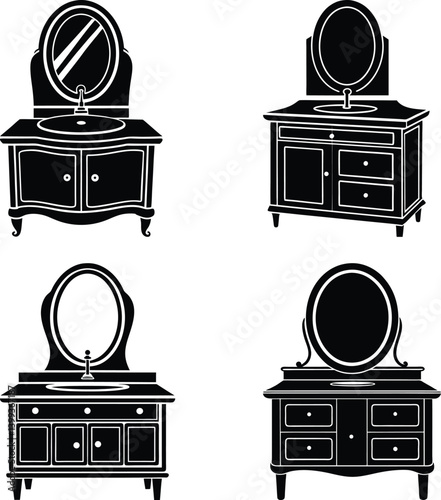 Bathroom Vanity silhouette vector