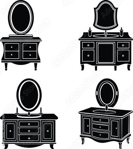 Bathroom Vanity silhouette vector