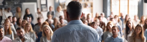 A company town hall meeting where leadership engages employees