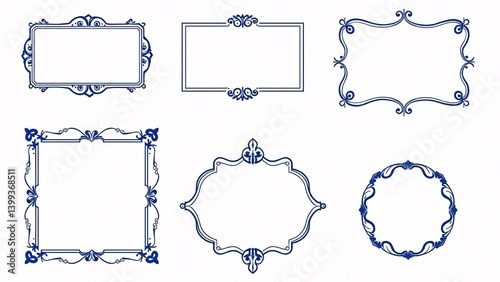 Ornamental Frame Decoration Set In Blue