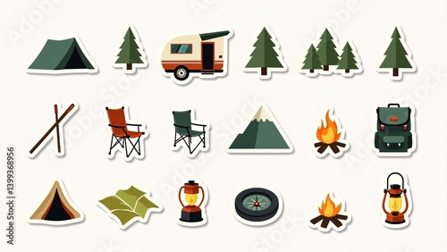 Camping Icon Set- Outdoor Adventure Theme