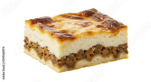 Delicious layered dish with savory meat and creamy sauce