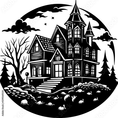 haunted houses silhouette
