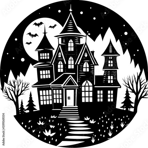 haunted houses silhouette
