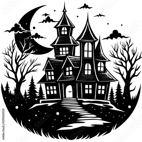haunted houses silhouette
