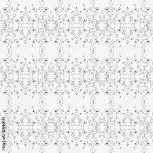 Seamless Isolated Bloom Textile Pattern – Elegant Floral Design for Fashion, Fabric, and Print