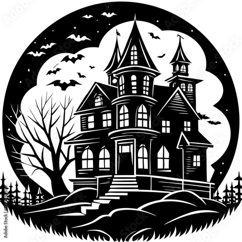 haunted houses silhouette
