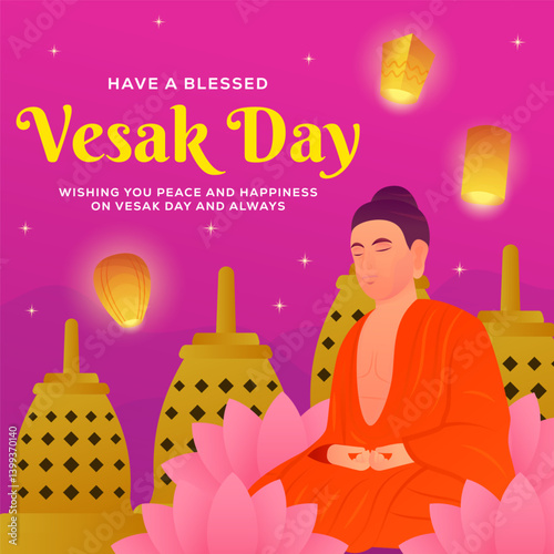 illustration for celebrate vesak day in gradient style