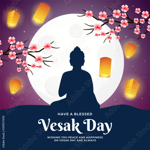celebrate vesak day illustration in gradient style design