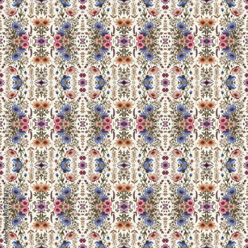 Seamless Isolated Bloom Textile Pattern – Elegant Floral Design for Fashion, Fabric, and Print