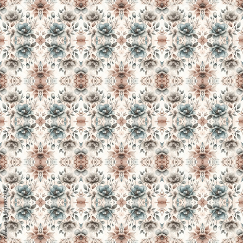 Seamless Isolated Bloom Textile Pattern – Elegant Floral Design for Fashion, Fabric, and Print