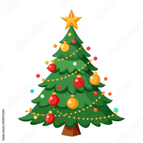 tree with lights merry christmas icon image vector illustration design