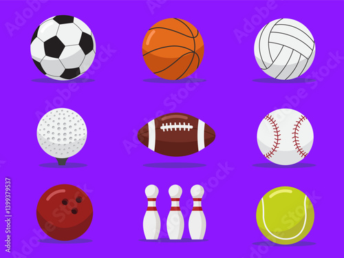 Three Sports equipment collection Abstract Graphic Elements Vector Art Modern Shapes and Design