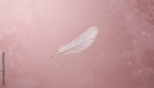 white feather on pink background